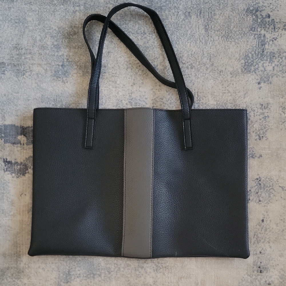 Vince Camuto Textured Black and Gray Leather Bag